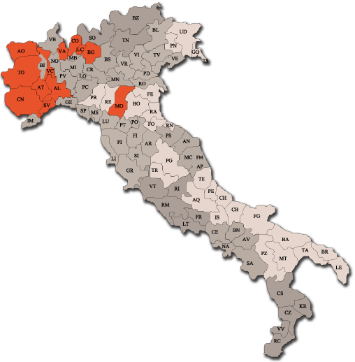 carte italie avec departement Distributeurs granulés bois   Alpes Energie Bois